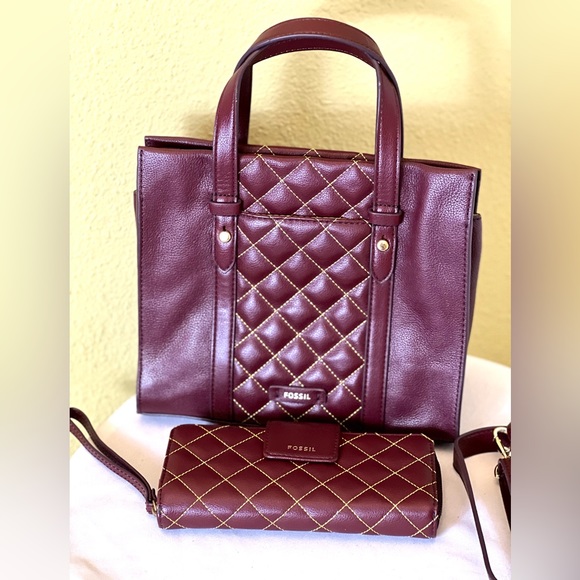 FOSSIL💥NEW GREAT FINDINGS💥Kingston Cowhide Leather Satchel & Wallet - Picture 4 of 15